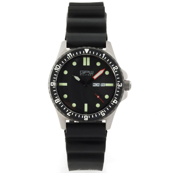 German Military Titanium Watch. GPW Day Date. Black NATO Rubber Strap. Sapphire Crystal. 200M W/R.