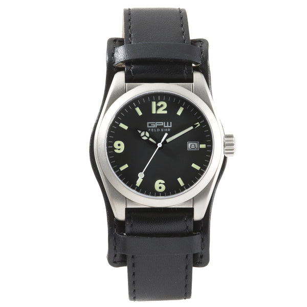 German Military Titanium Watch. GPW Fieldwatch Automatic. 200M W/R. Sapphire Crystal. BUND Leatherstrap.