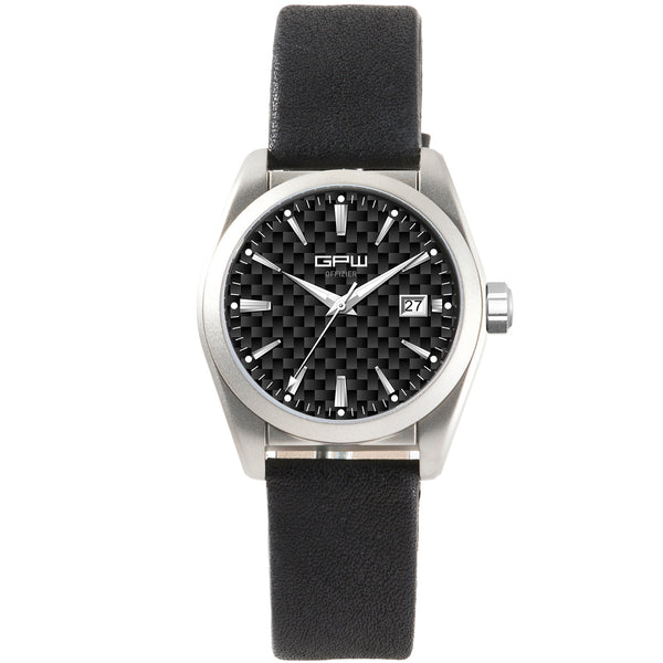 German Military Titanium Watch. GPW Offizier Automatic. 200M W/R. Sapphire Crystal. Soft Black Leatherstrap.