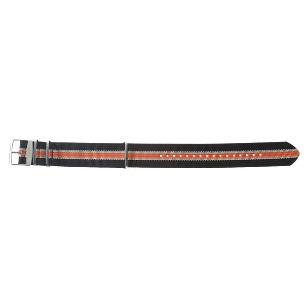 22mm Black, White and Orange Nylon Watch Strap by Arctos-Elite® Germany with Surgical Steel Buckle.