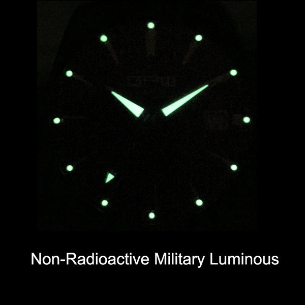 German Military Titanium Watch. GPW Offizier Automatic. 200M W/R. Sapphire Crystal. Black White & Orange Nylon Strap.