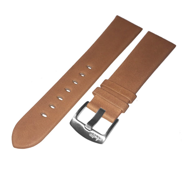 22mm Soft Brown Genuine Italian Leather Watch Strap by Arctos-Elite Germany. Surgical Steel Buckle.